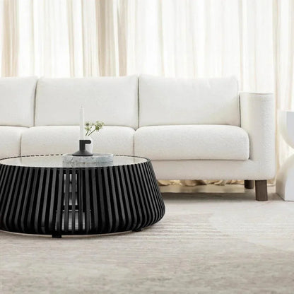 LH Home Bungalow Glass Top Round Coffee Table