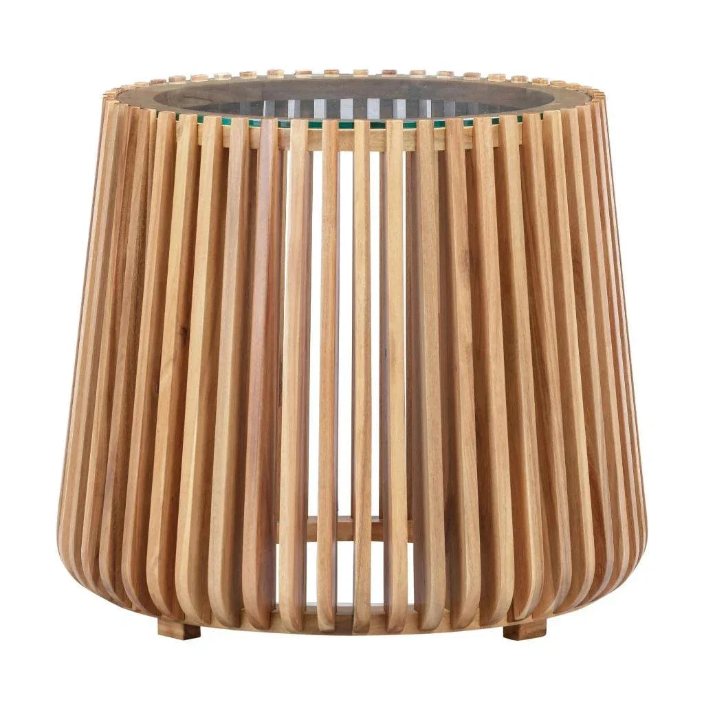 LH Home Bungalow Glass Top Round Side Table