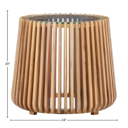 LH Home Bungalow Glass Top Round Side Table