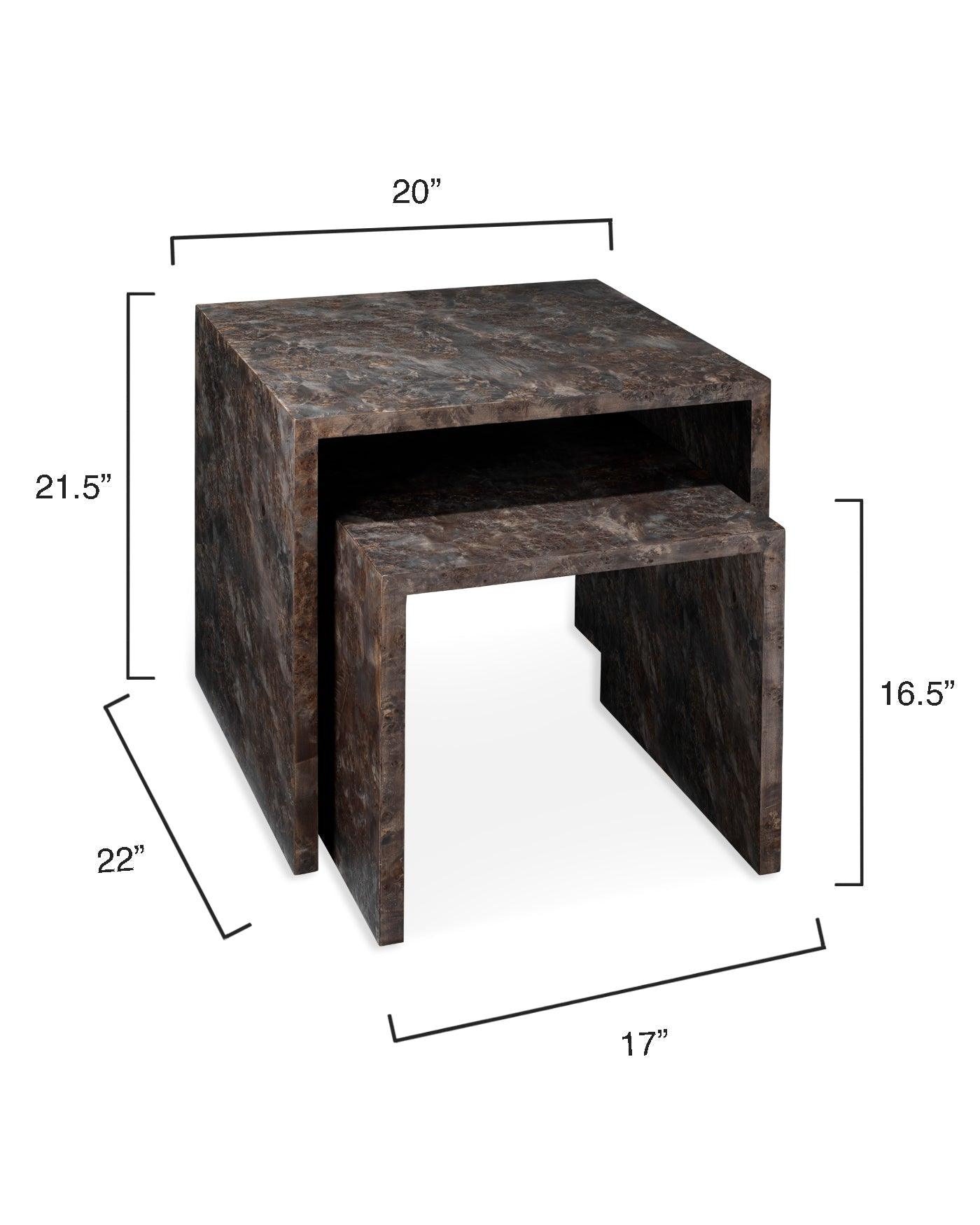 Burl Wood Brown Bedford Nesting Tables (Set of 2) Side Tables Sideboards and Things By Jamie Young