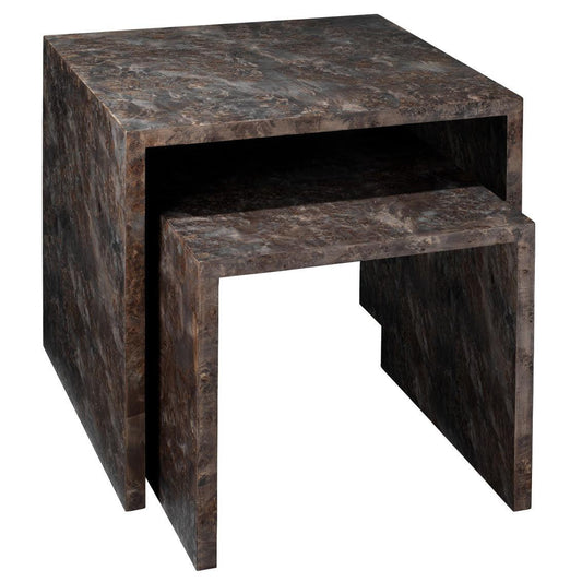 Burl Wood Brown Bedford Nesting Tables (Set of 2) Side Tables Sideboards and Things By Jamie Young