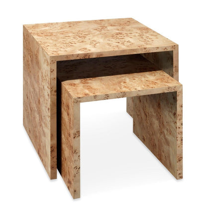 Burl Wood Natural Bedford Nesting Tables (Set of 2) Side Tables Sideboards and Things By Jamie Young