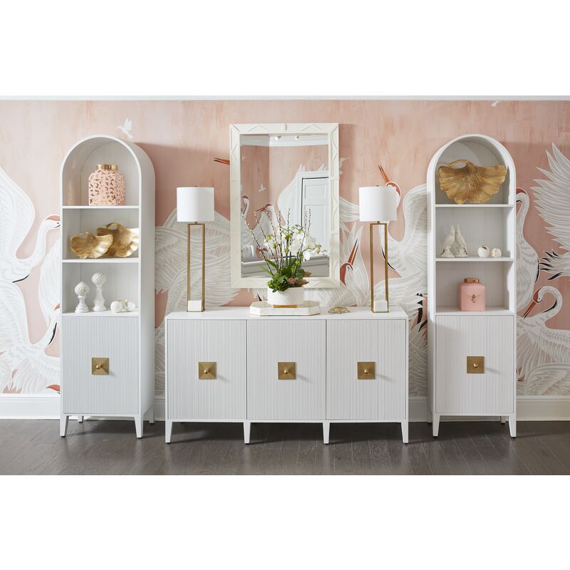Chelsea House Burns White Multiple Shelves  Credenza