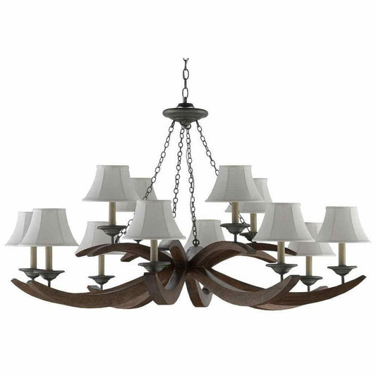 Burnt Wood Antique Galvanize Whitlow Chandelier Chandeliers Sideboards and Things By Currey & Co