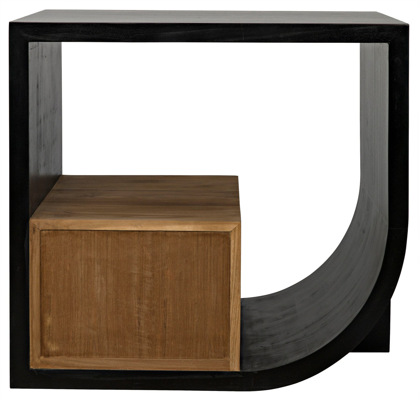 Burton Teak Wood Black Rectangle Side Table With 2 Drawers-Side Tables-Noir-Sideboards and Things