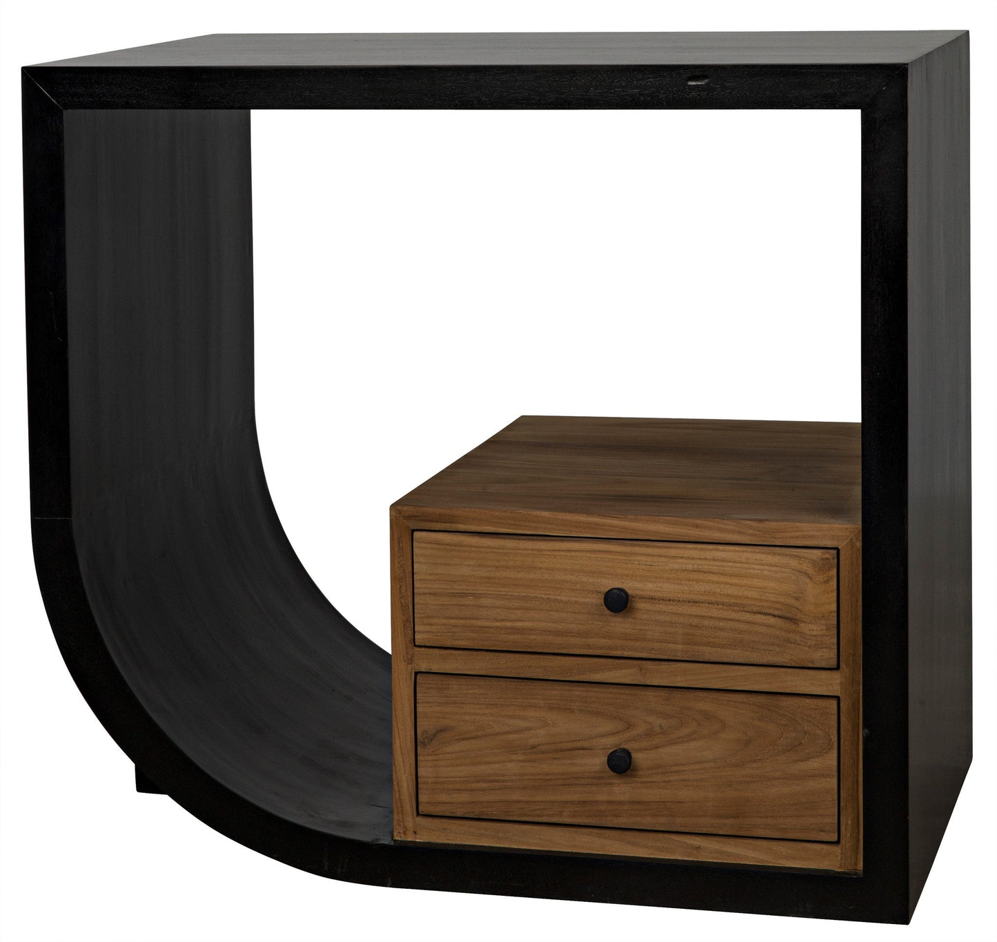 Burton Teak Wood Black Rectangle Side Table With 2 Drawers-Side Tables-Noir-Sideboards and Things