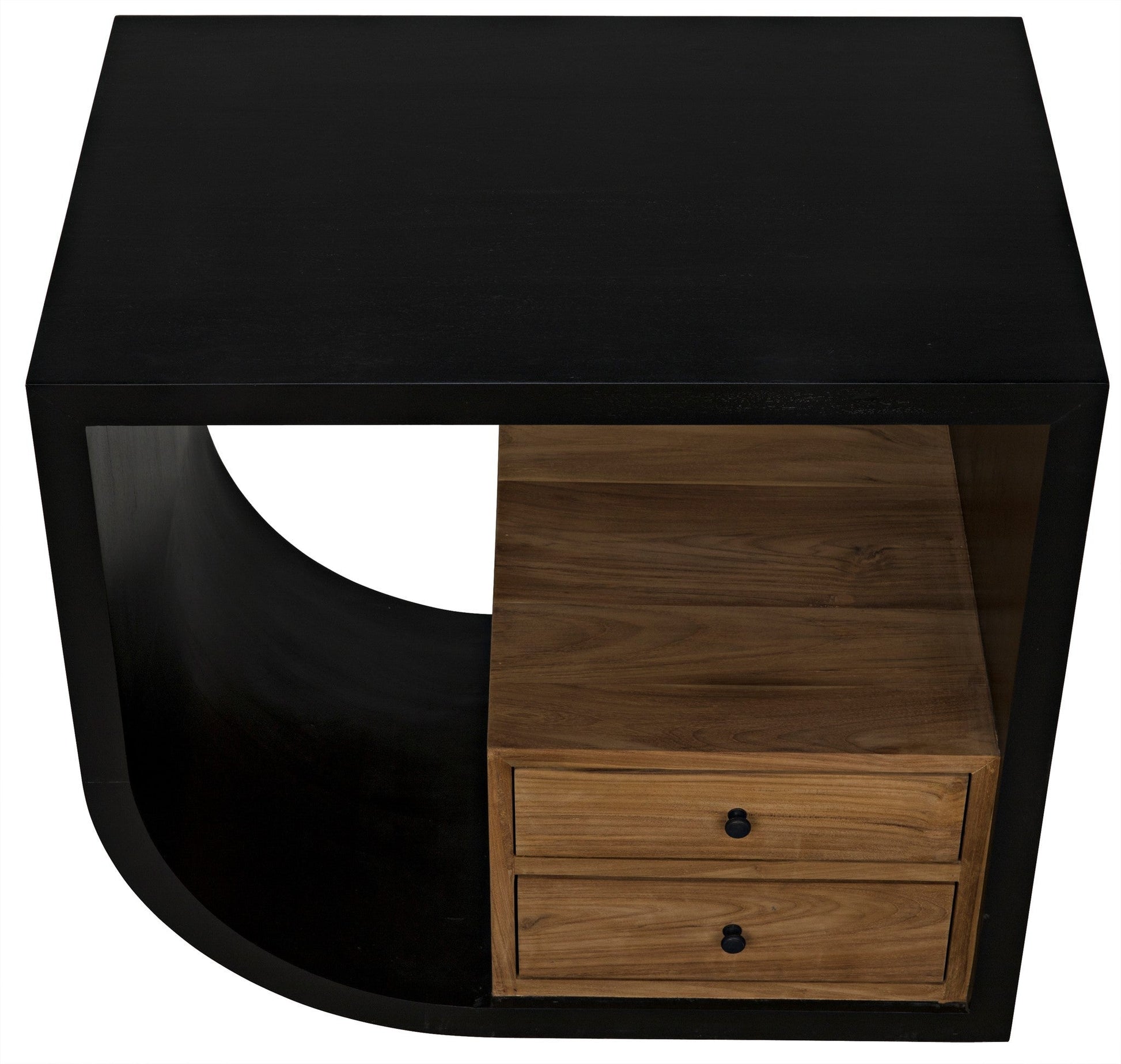 Burton Teak Wood Black Rectangle Side Table With 2 Drawers-Side Tables-Noir-Sideboards and Things