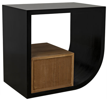 Burton Teak Wood Black Rectangle Side Table With 2 Drawers-Side Tables-Noir-Sideboards and Things