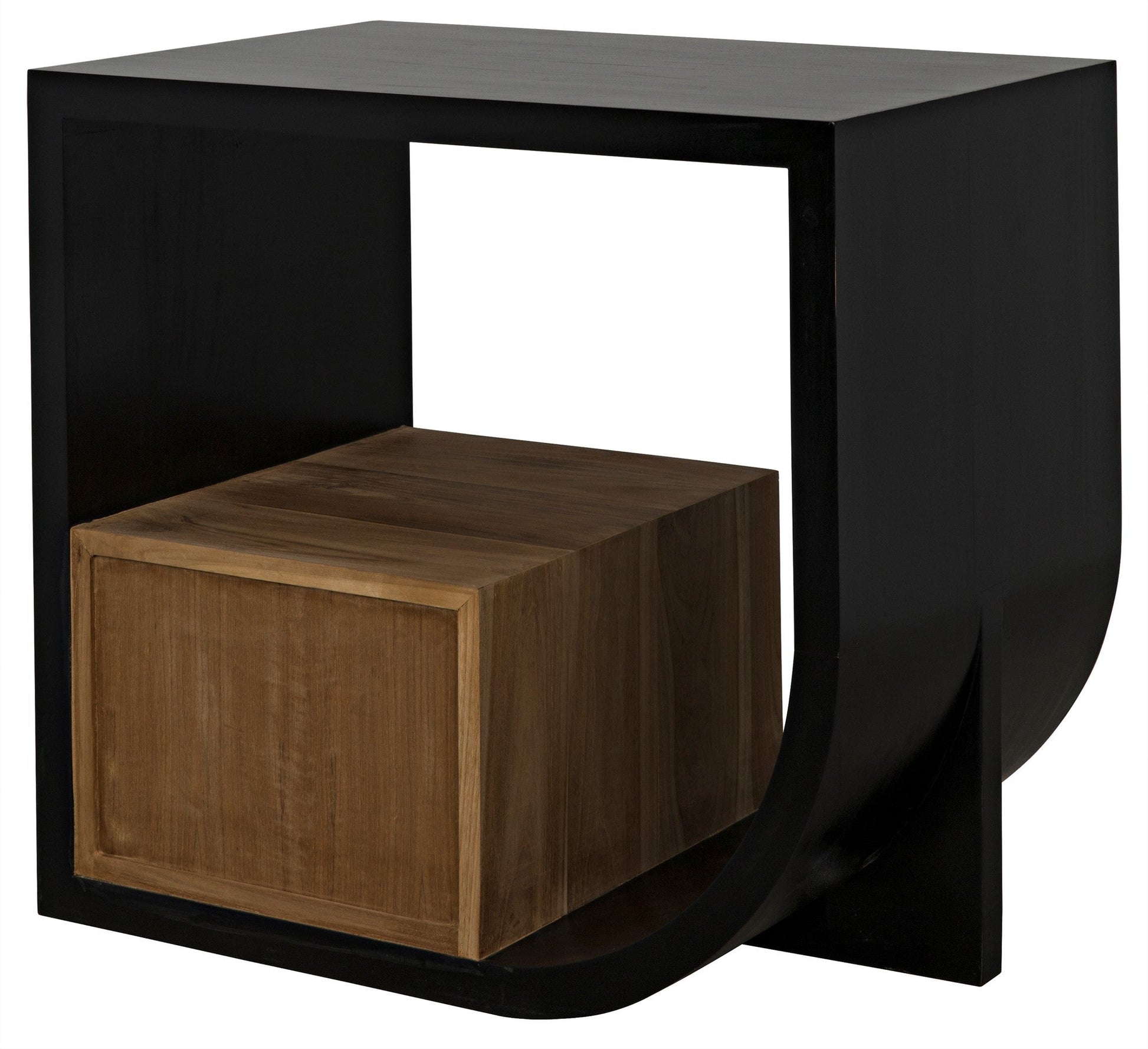 Burton Teak Wood Black Rectangle Side Table With 2 Drawers-Side Tables-Noir-Sideboards and Things