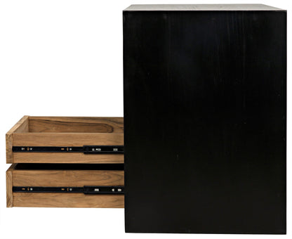 Burton Teak Wood Black Rectangle Side Table With 2 Drawers-Side Tables-Noir-Sideboards and Things