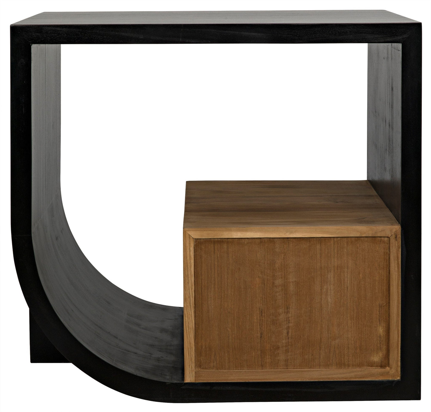 Burton Teak Wood Rectangle Side Table With 2 Drawers-Side Tables-Noir-Sideboards and Things