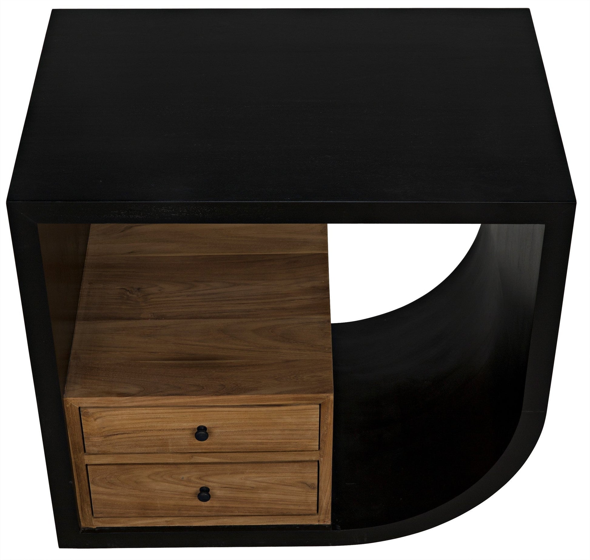 Burton Teak Wood Rectangle Side Table With 2 Drawers-Side Tables-Noir-Sideboards and Things