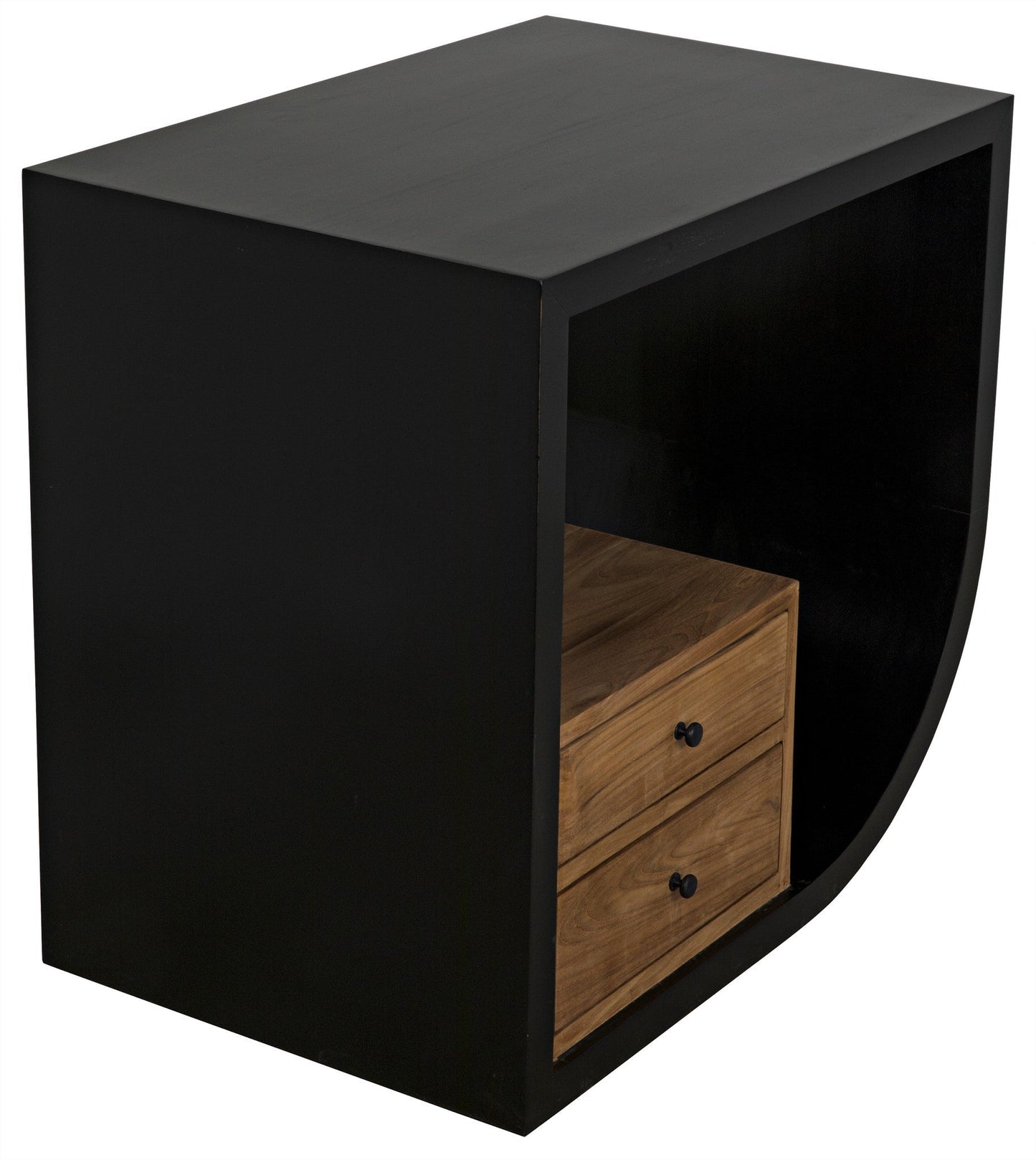 Burton Teak Wood Rectangle Side Table With 2 Drawers-Side Tables-Noir-Sideboards and Things