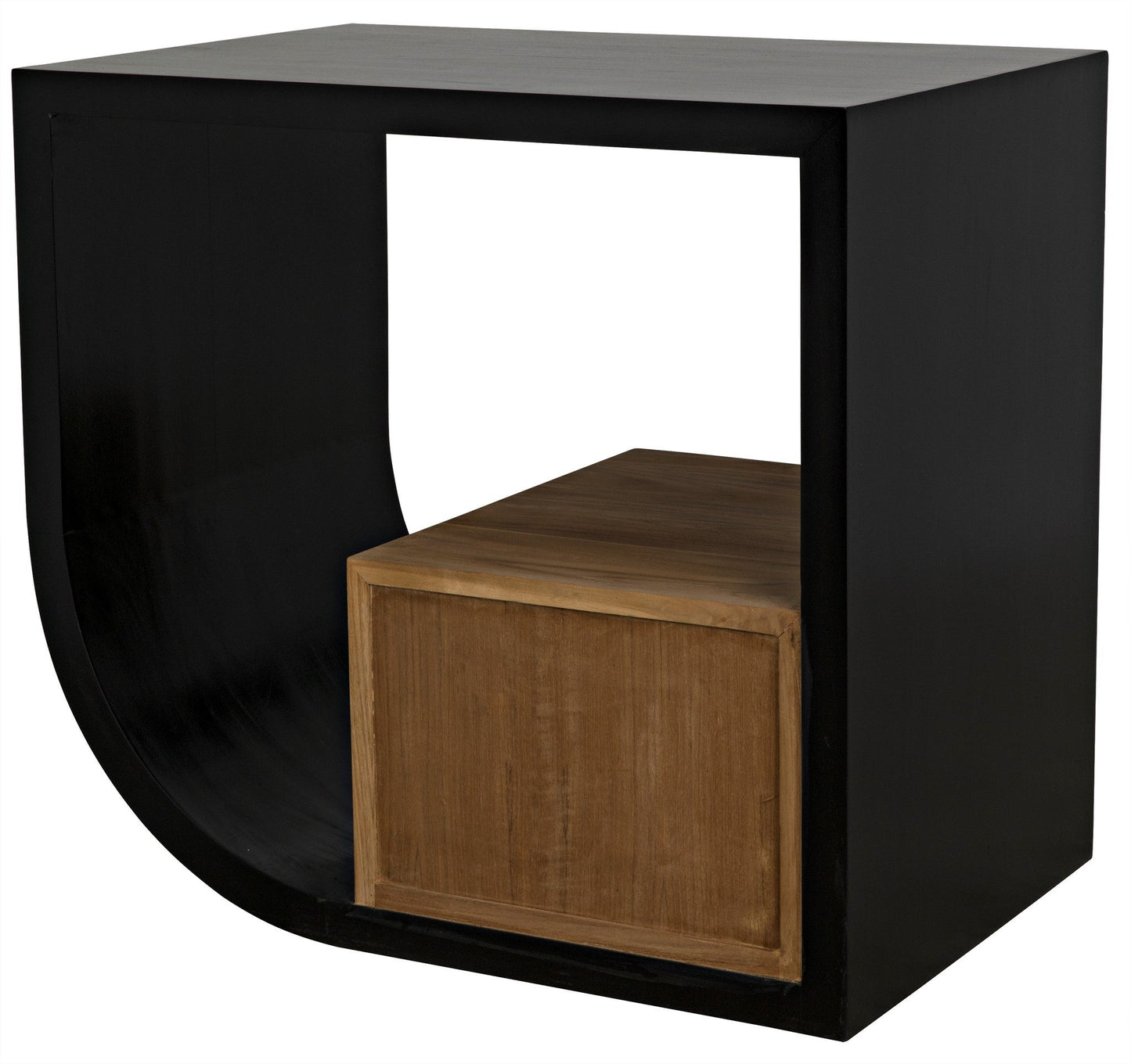 Burton Teak Wood Rectangle Side Table With 2 Drawers-Side Tables-Noir-Sideboards and Things