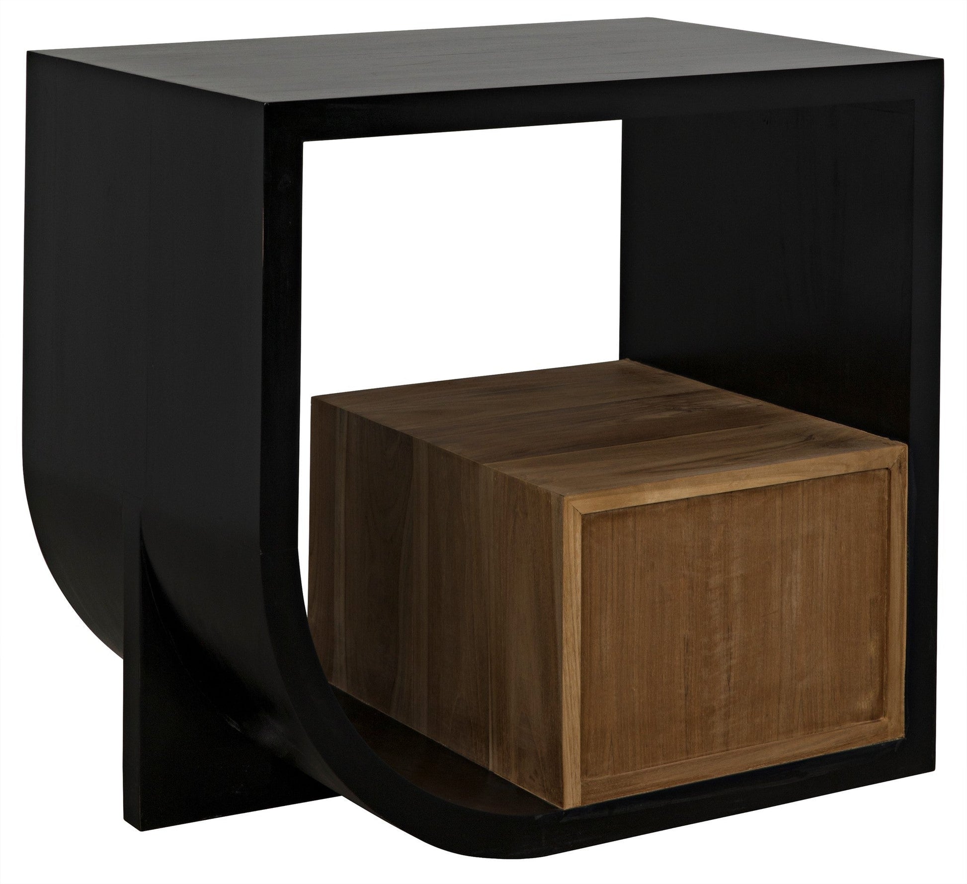 Burton Teak Wood Rectangle Side Table With 2 Drawers-Side Tables-Noir-Sideboards and Things