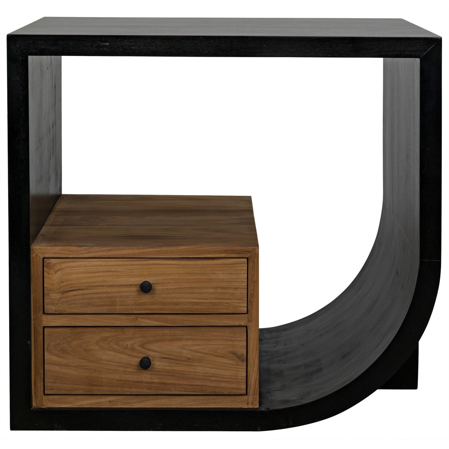 Burton Teak Wood Rectangle Side Table With 2 Drawers-Side Tables-Noir-Sideboards and Things