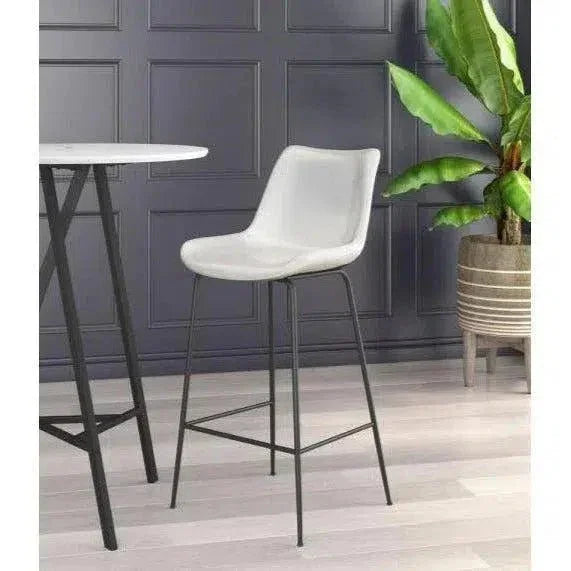 Byron Bar Chair White - LOOMLAN - Zuo Modern - Bar Stools