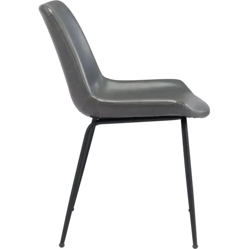 Byron Leather Armless Dining Chair 2PC - LOOMLAN - Zuo Modern - Dining Chairs