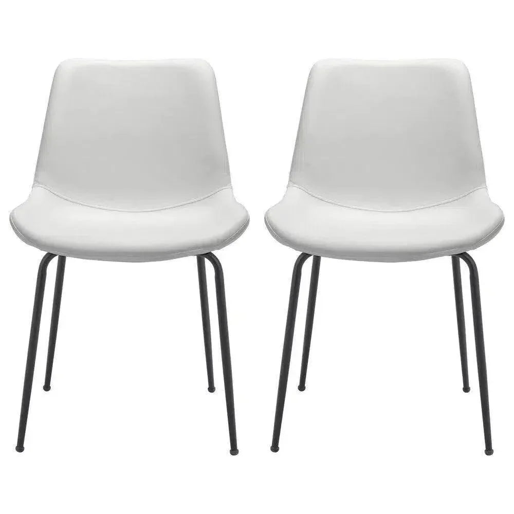 Byron Leather Armless Dining Chair 2PC - LOOMLAN - Zuo Modern - Dining Chairs