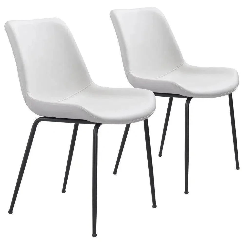 Byron Leather Armless Dining Chair 2PC - LOOMLAN - Zuo Modern - Dining Chairs