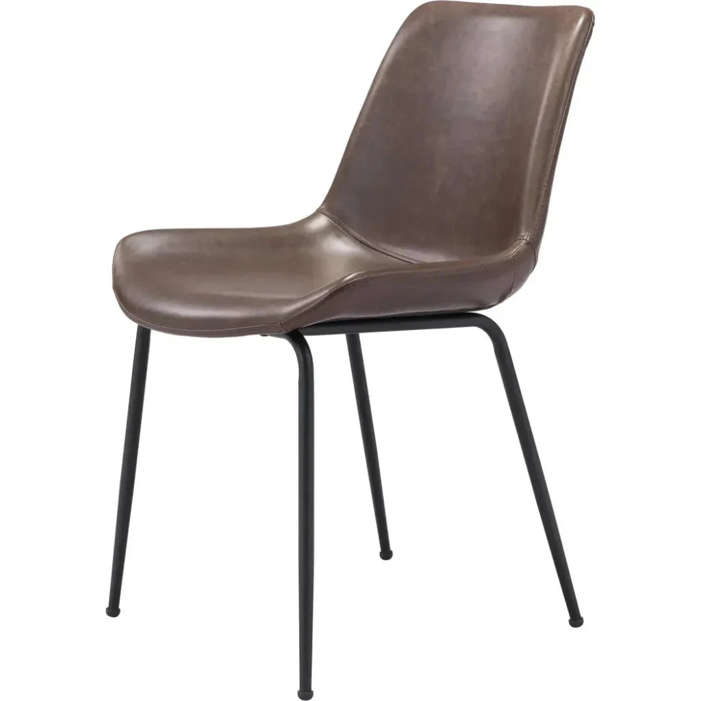 Byron Leather Armless Dining Chair 2PC - LOOMLAN - Zuo Modern - Dining Chairs