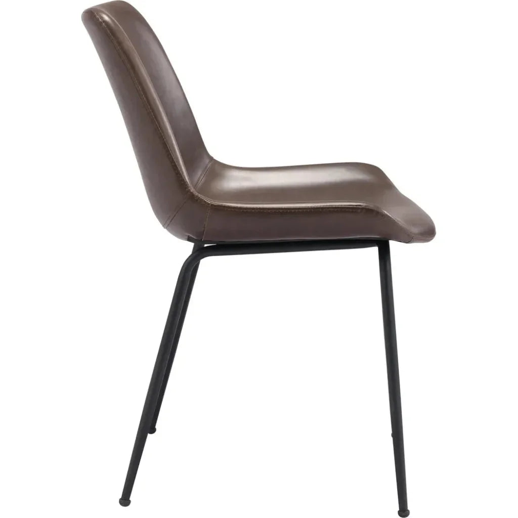 Byron Leather Armless Dining Chair 2PC - LOOMLAN - Zuo Modern - Dining Chairs