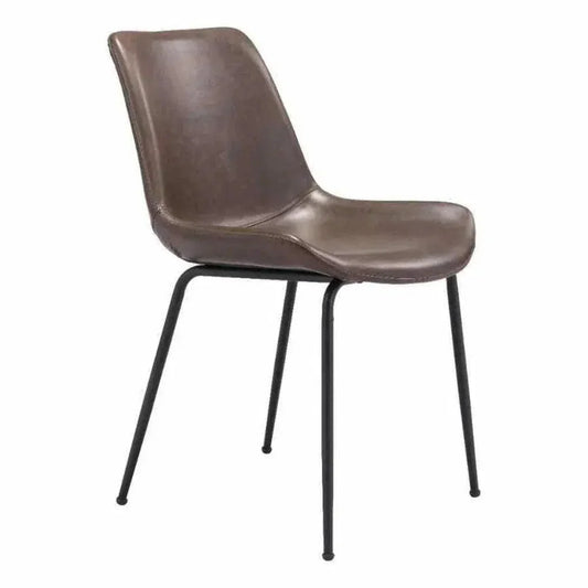 Zuo Modern Byron Leather Armless Dining Chair 2PC