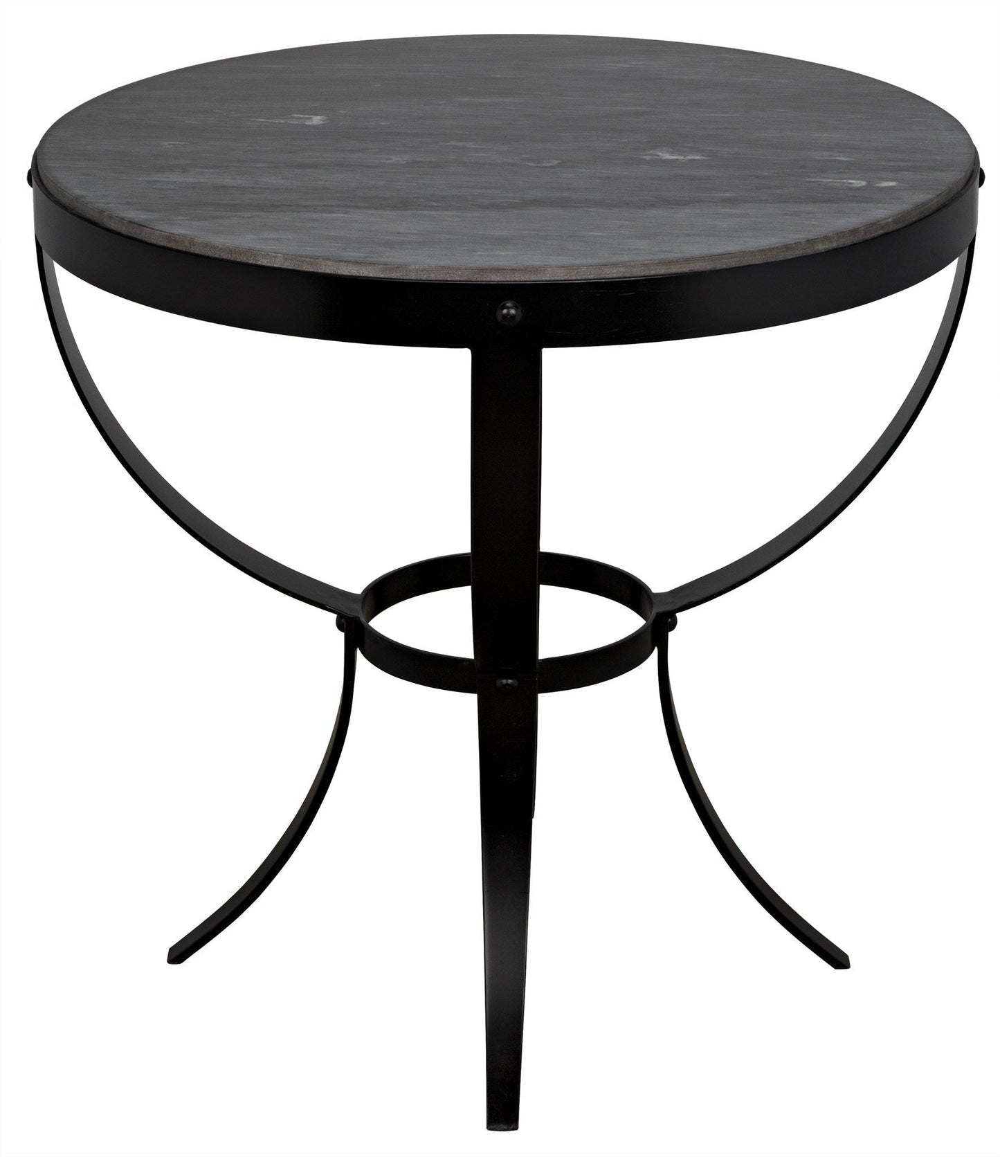 Byron Steel and Marble Black Round Side Table-Side Tables-Noir-Sideboards and Things