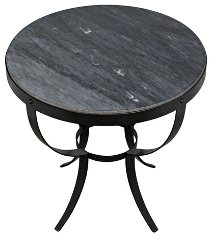 Byron Steel and Marble Black Round Side Table-Side Tables-Noir-Sideboards and Things