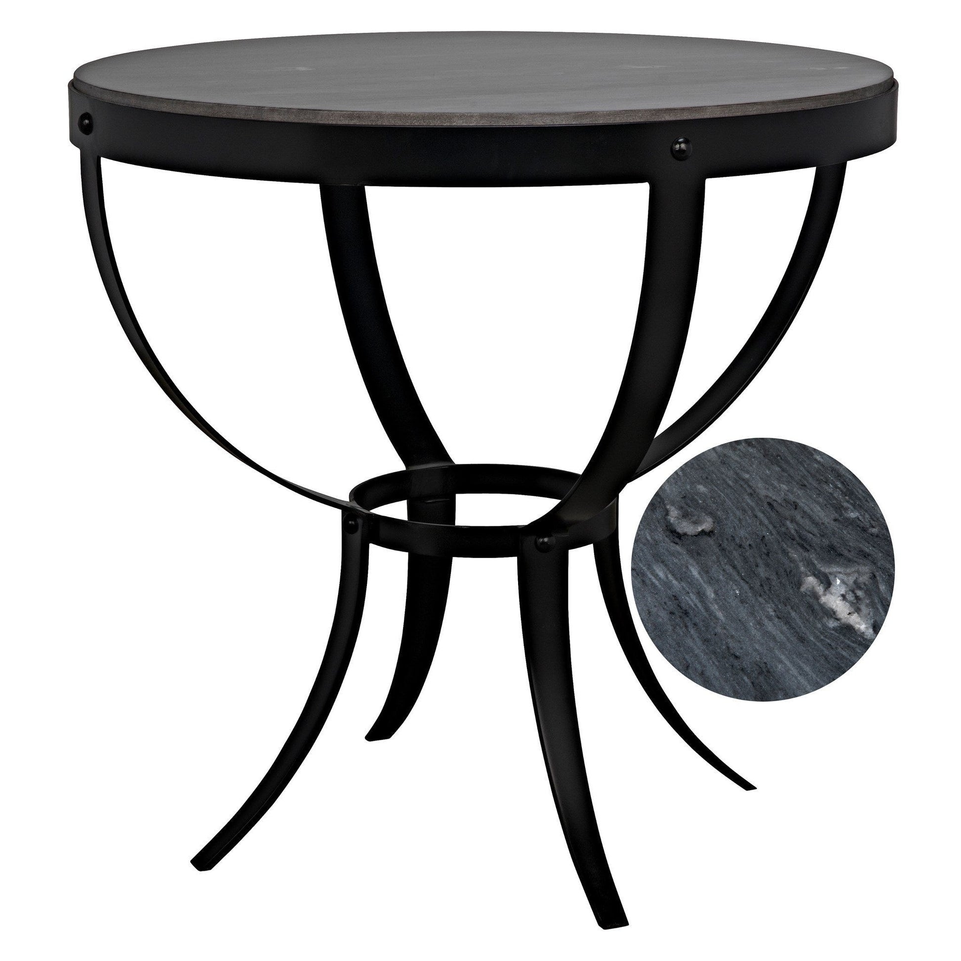 Byron Steel and Marble Black Round Side Table-Side Tables-Noir-Sideboards and Things