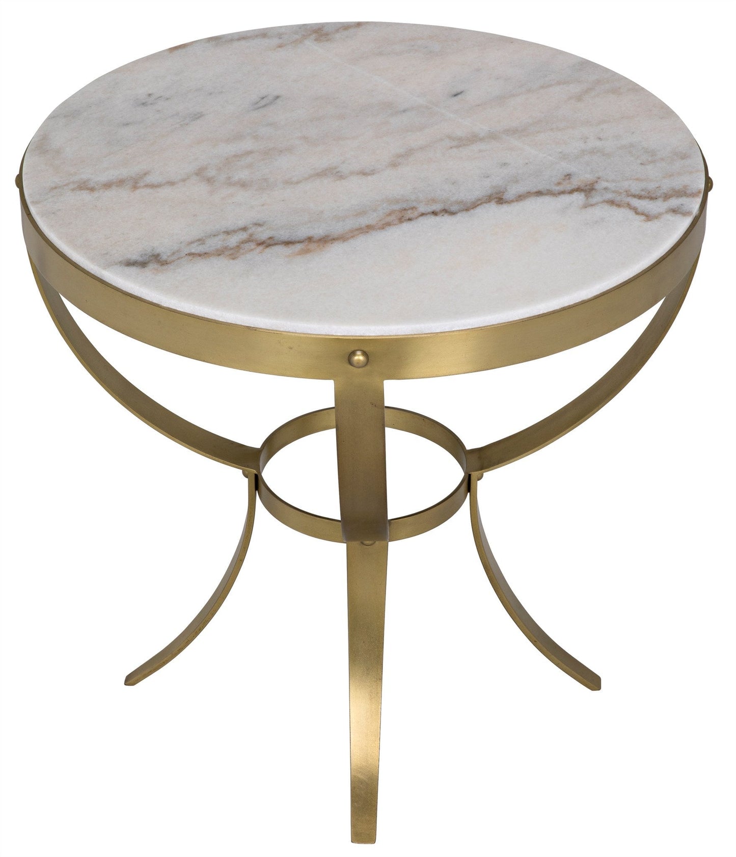 Byron Steel and Marble White Round Side Table-Side Tables-Noir-Sideboards and Things