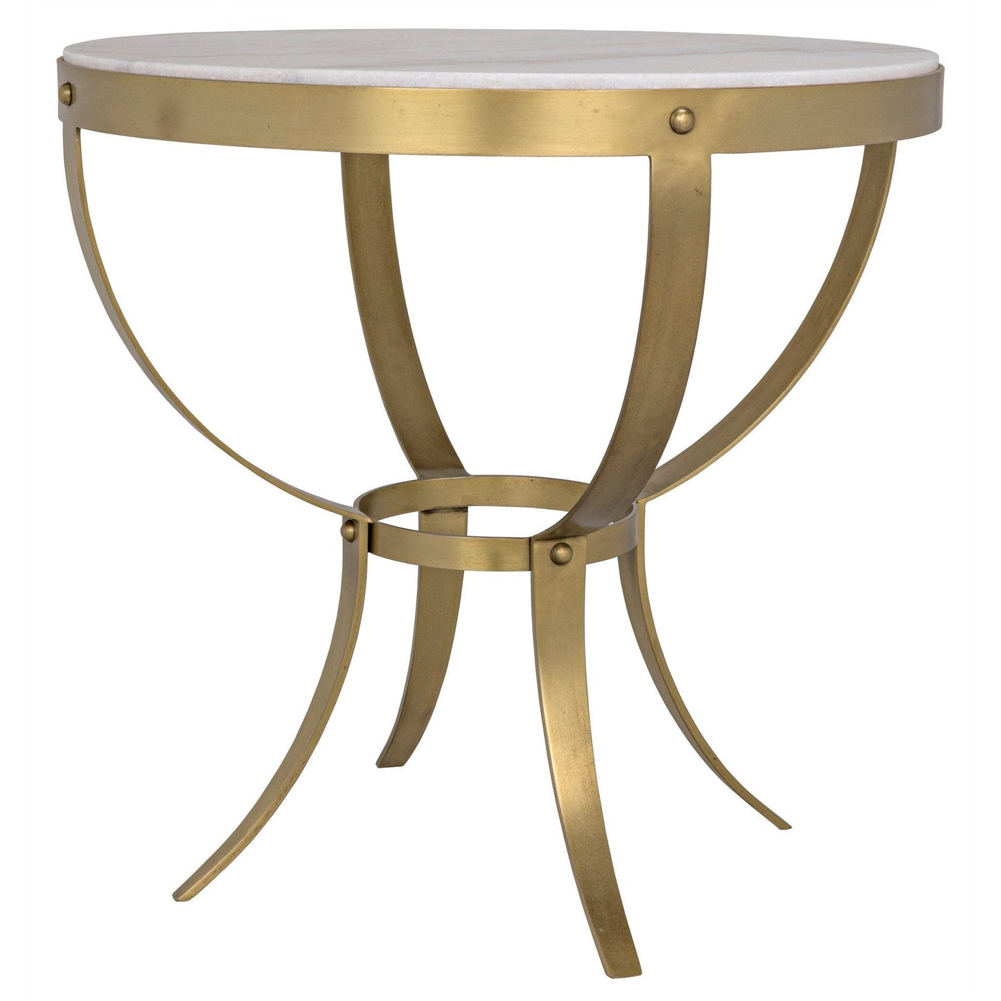 Byron Steel and Marble White Round Side Table-Side Tables-Noir-Sideboards and Things