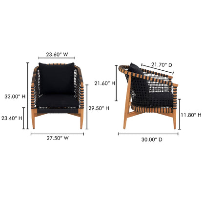 Kuna Black Teak Frame Outdoor Lounge Chair