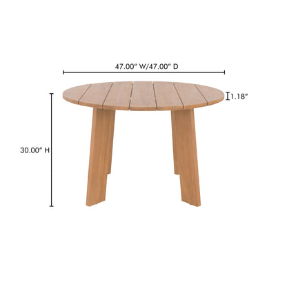 Moe's Home Delta Teak Round Outdoor Dining Table