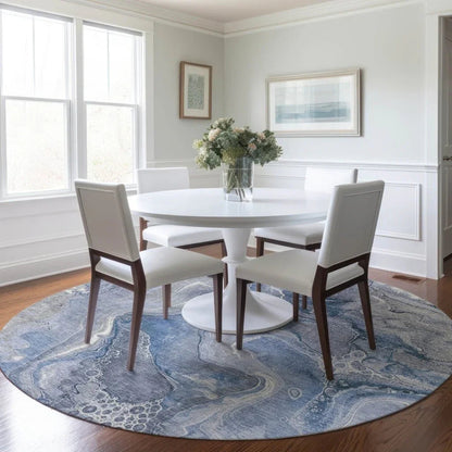LOOMLAN Rugs Caelara Blue Washable Indoor-Outdoor Rug