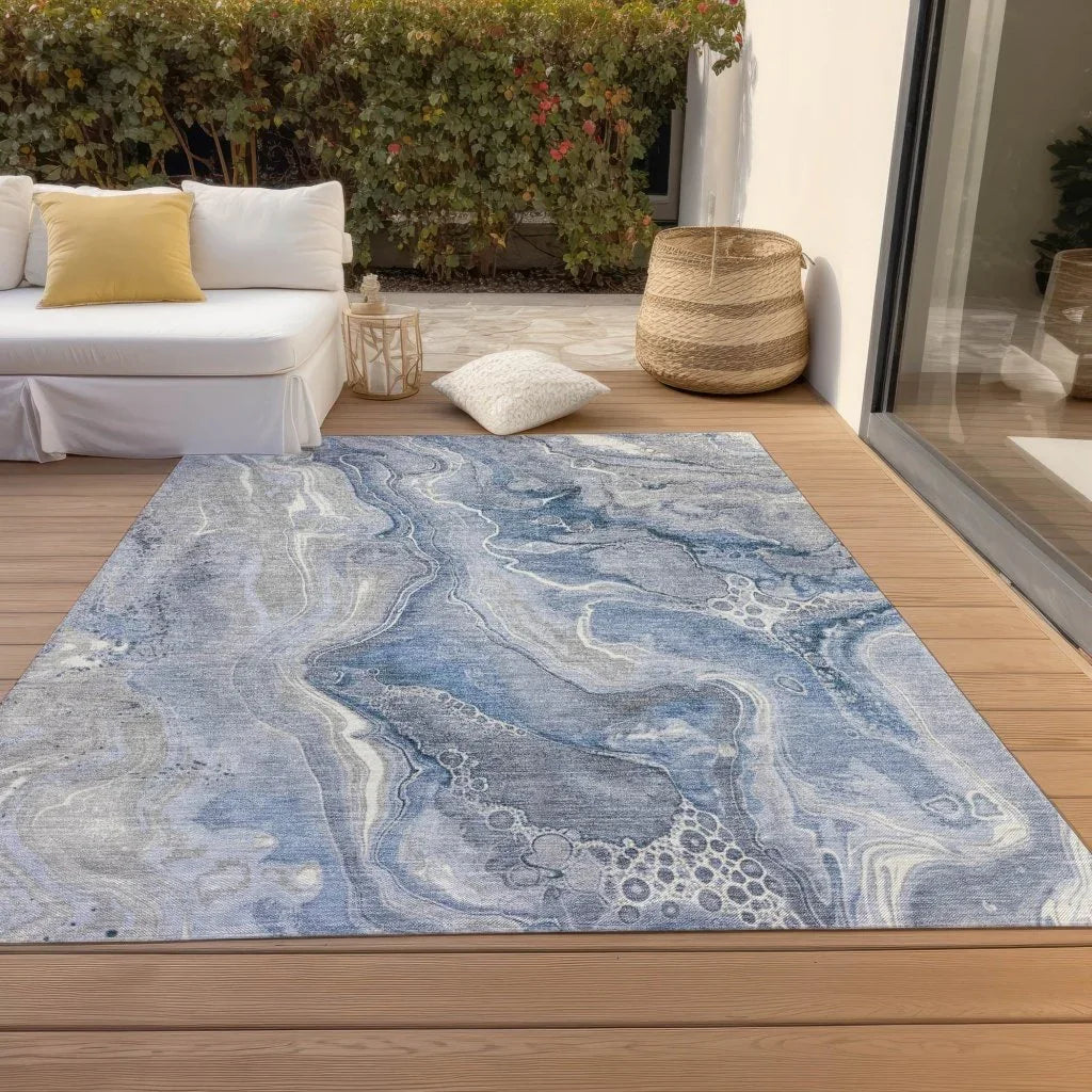 LOOMLAN Rugs Caelara Blue Washable Indoor-Outdoor Rug
