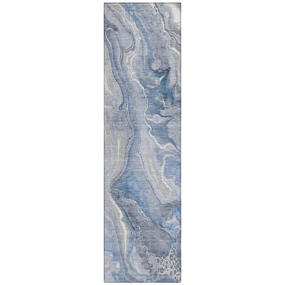 LOOMLAN Rugs Caelara Blue Washable Indoor-Outdoor Rug