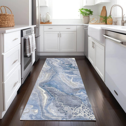 LOOMLAN Rugs Caelara Blue Washable Indoor-Outdoor Rug