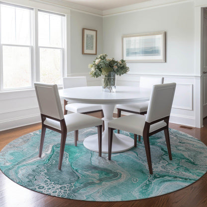 LOOMLAN Rugs Caelara Teal Washable Indoor-Outdoor Rug