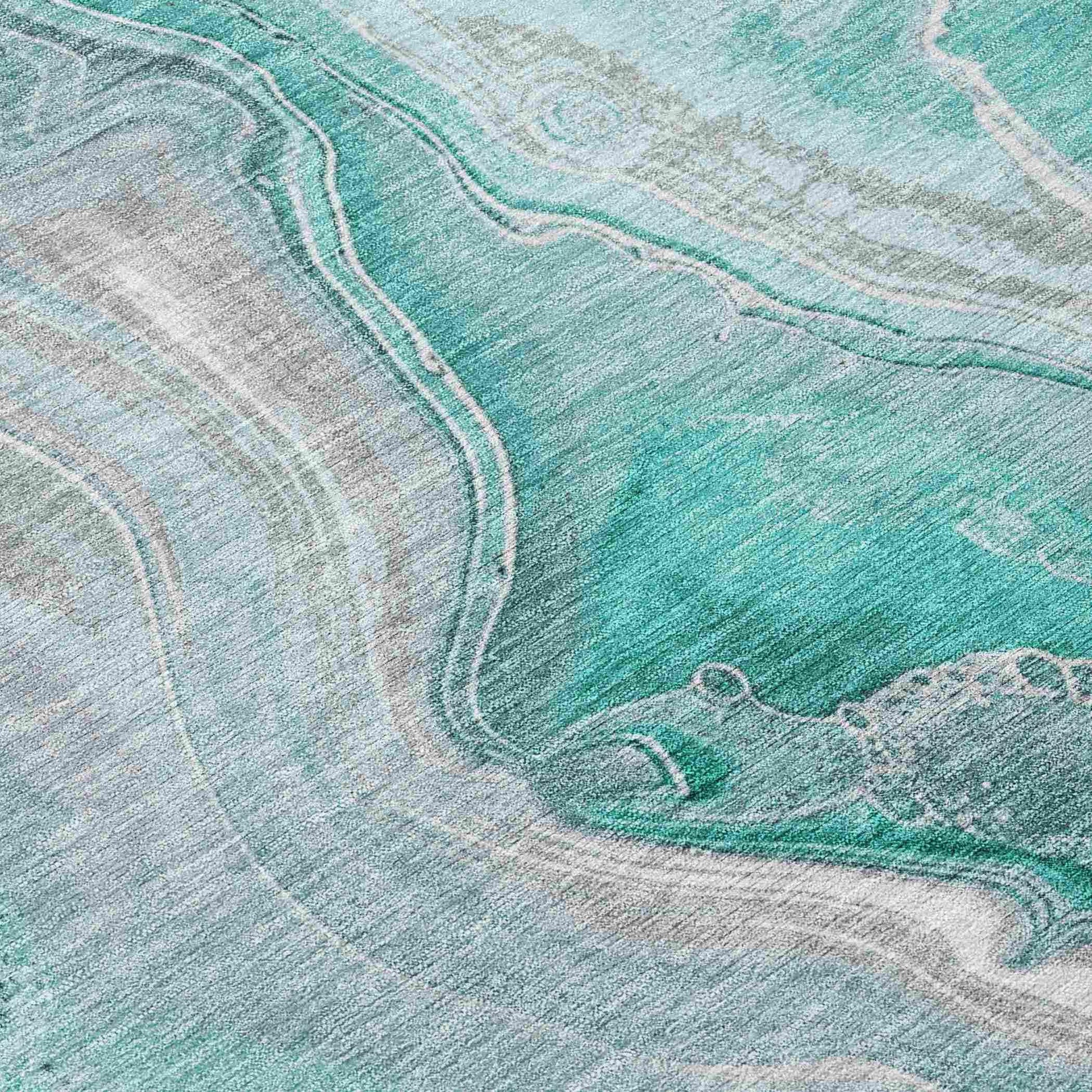 LOOMLAN Rugs Caelara Teal Washable Indoor-Outdoor Rug