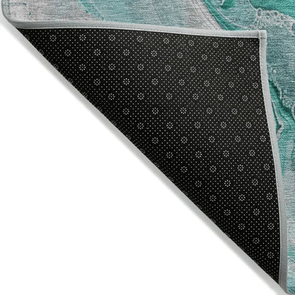 LOOMLAN Rugs Caelara Teal Washable Indoor-Outdoor Rug