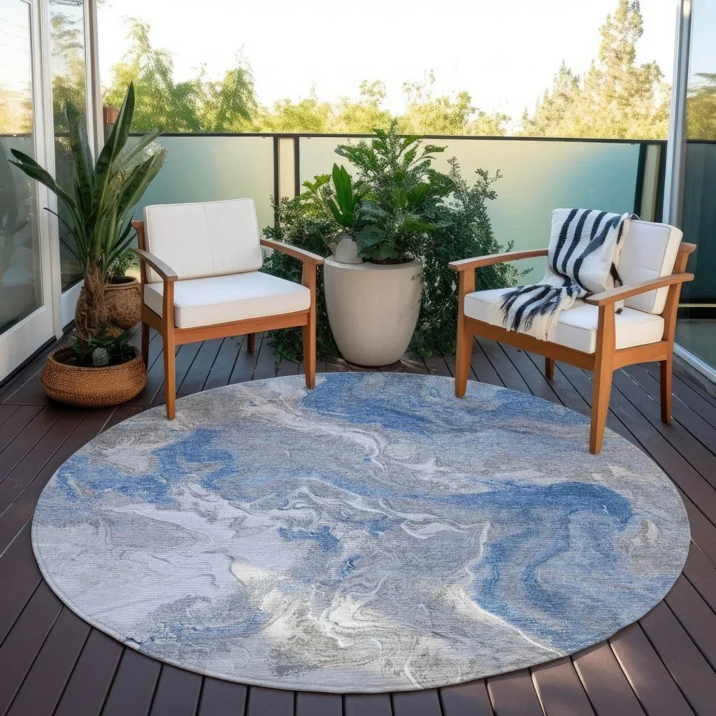 Caelaris Blue Washable Indoor - Outdoor Rug - LOOMLAN - LOOMLAN Rugs - Outdoor Rugs