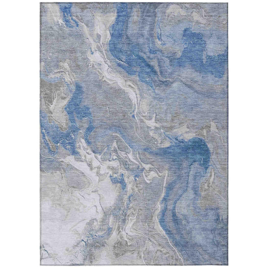 LOOMLAN Rugs Caelaris Blue Washable Indoor-Outdoor Rug