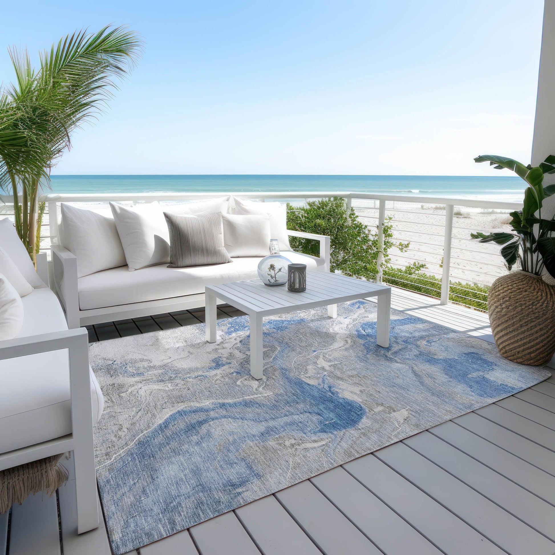 Caelaris Blue Washable Indoor - Outdoor Rug - LOOMLAN - LOOMLAN Rugs - Outdoor Rugs