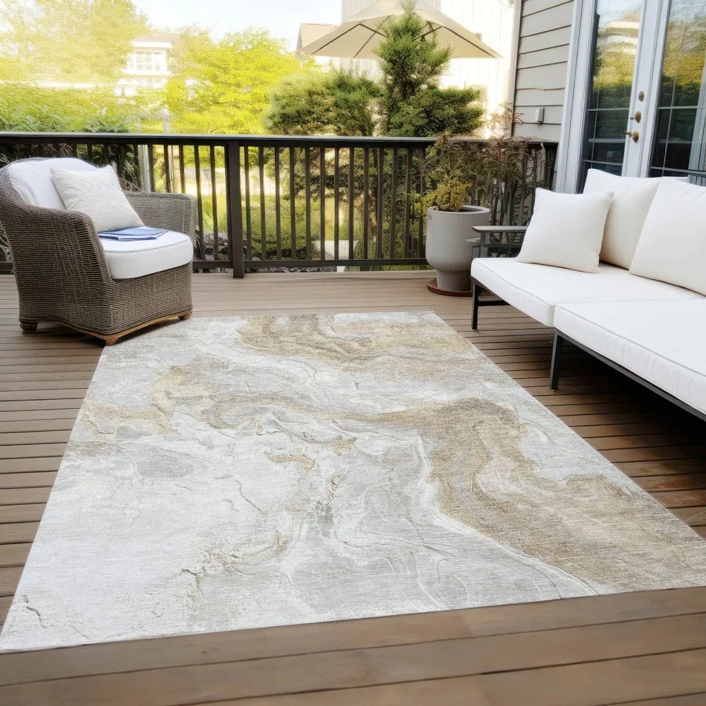 LOOMLAN Rugs Caelaris Ivory Washable Indoor-Outdoor Rug