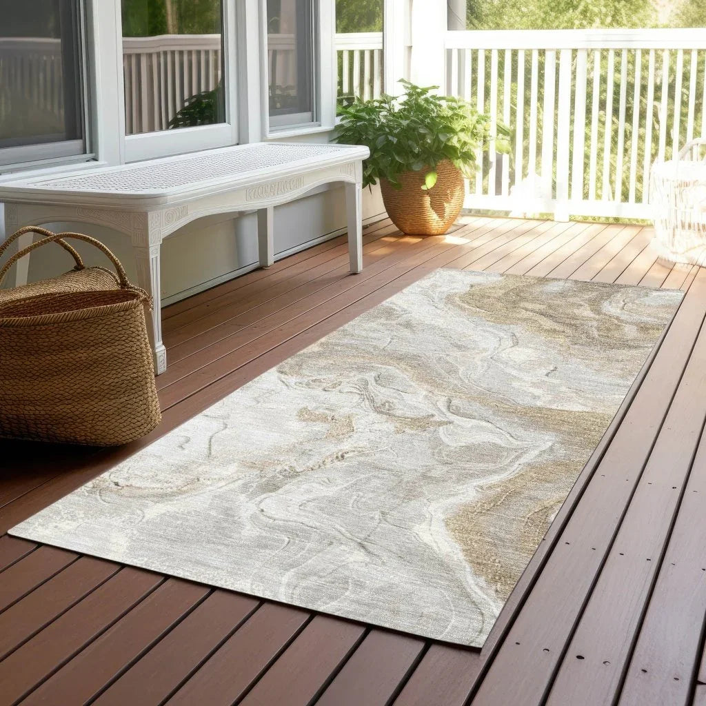LOOMLAN Rugs Caelaris Ivory Washable Indoor-Outdoor Rug