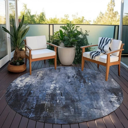 LOOMLAN Rugs Caelion Blue Washable Indoor-Outdoor Rug