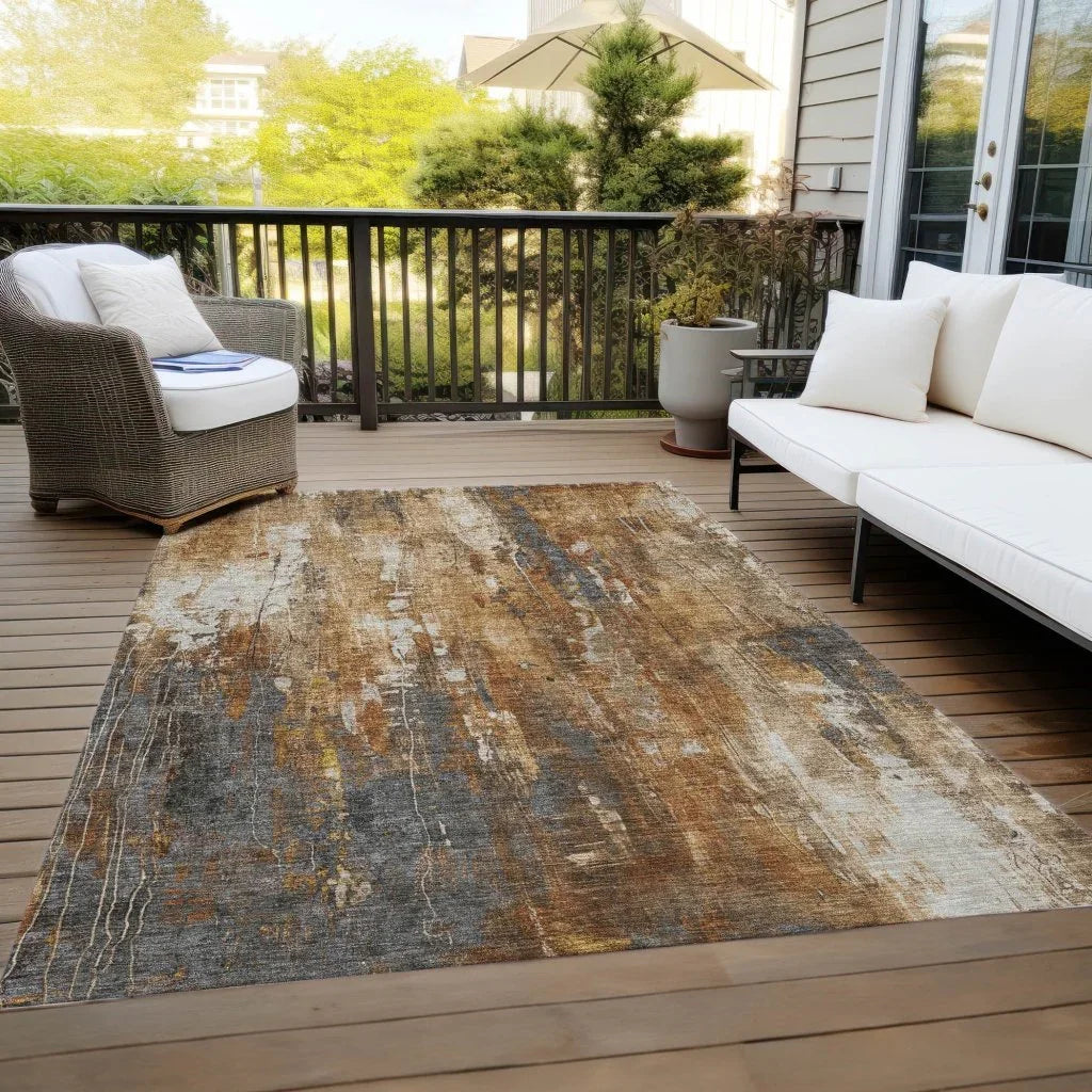 LOOMLAN Rugs Caelion Orange Washable Indoor-Outdoor Rug