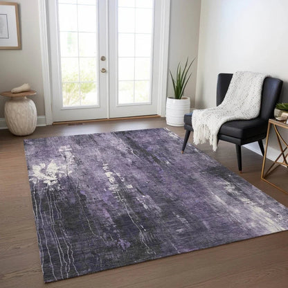 LOOMLAN Rugs Caelion Purple Washable Indoor-Outdoor Rug