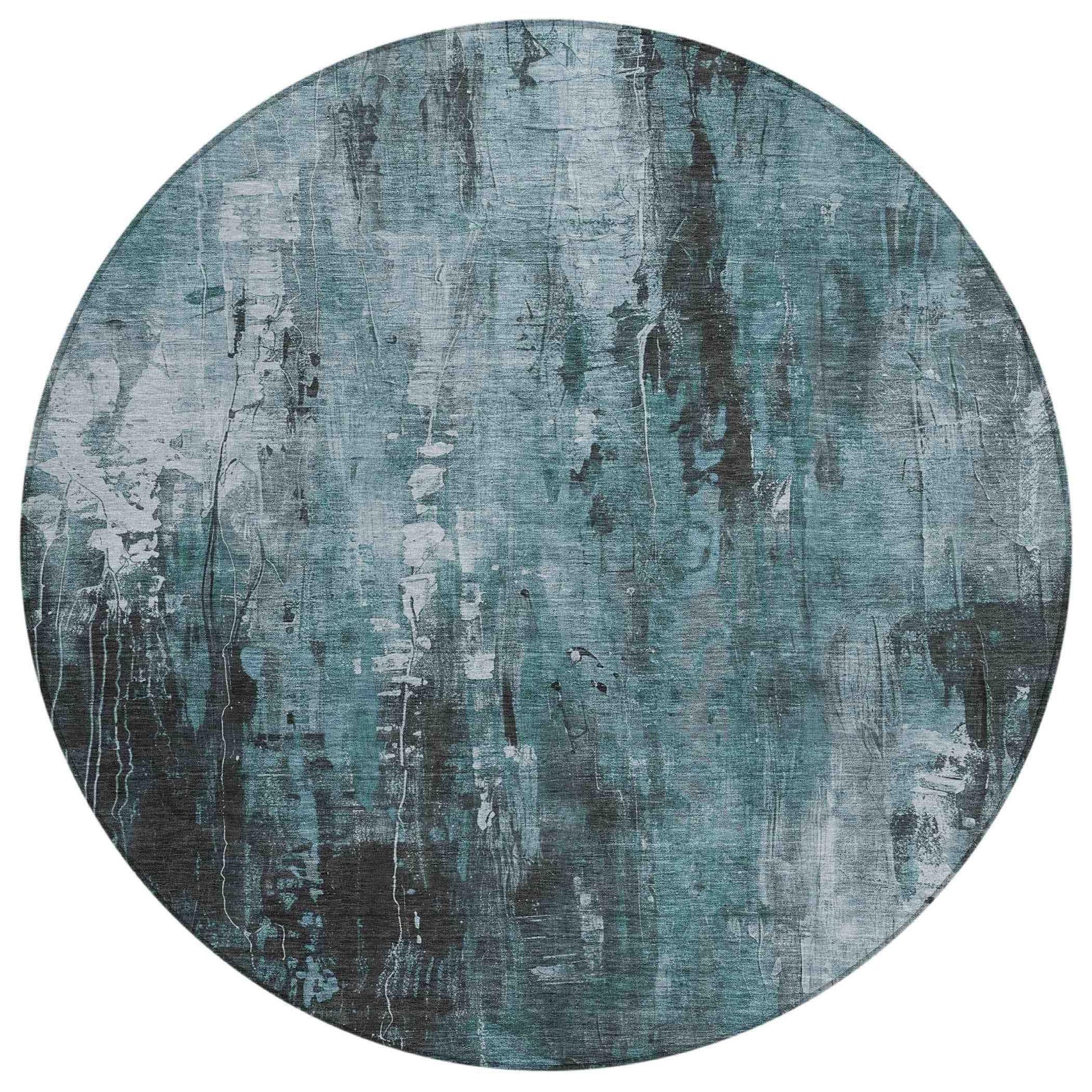 LOOMLAN Rugs Caelion Teal Washable Indoor-Outdoor Rug